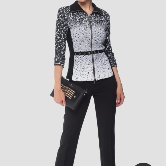 Joseph Ribkoff Black Eyelet Accent Jacket - Picture 3 of 14